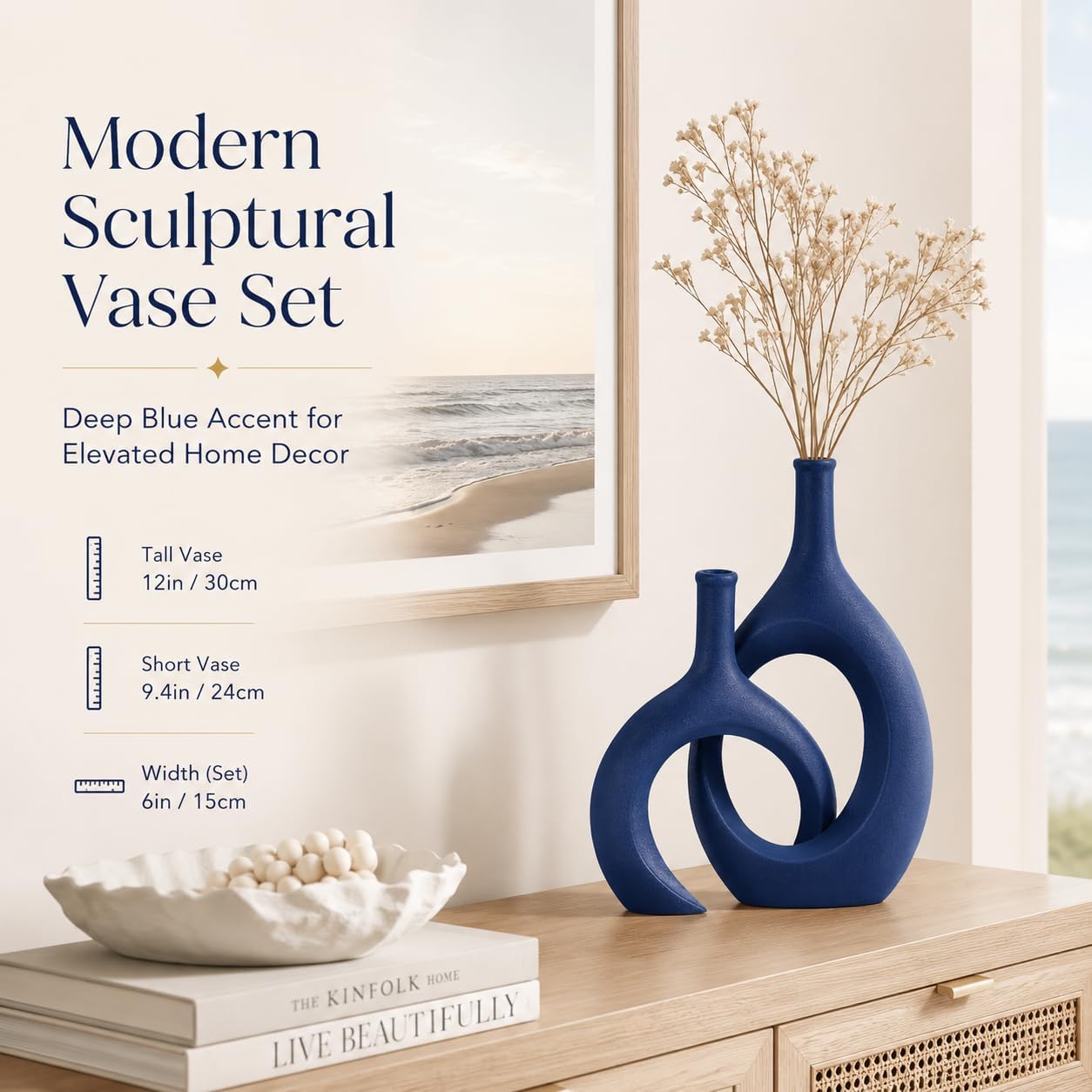 Modern Blue Vase — Set of 2 - View 4