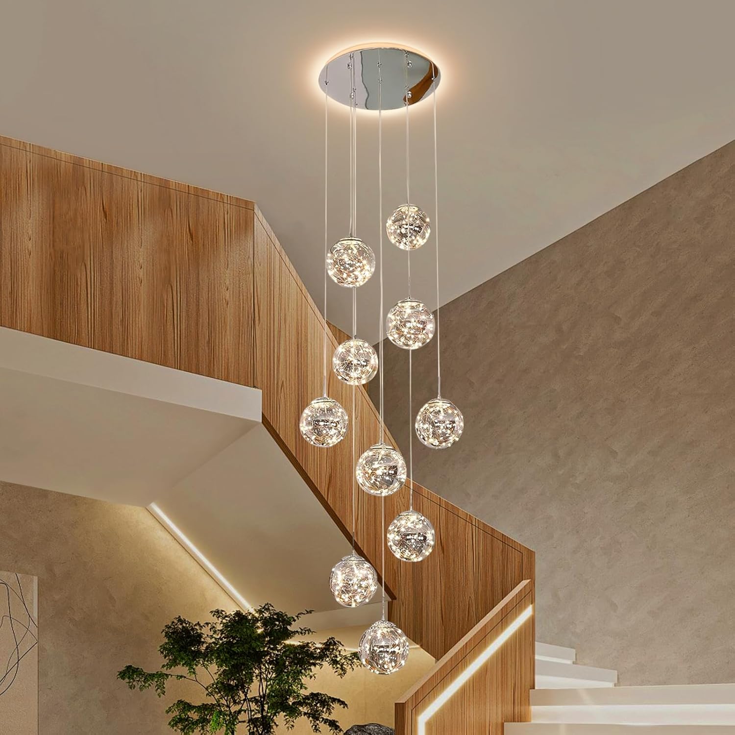 Adjustable Luxe Grey Chandelier — 10-Light — Gray with Chassis Luminous