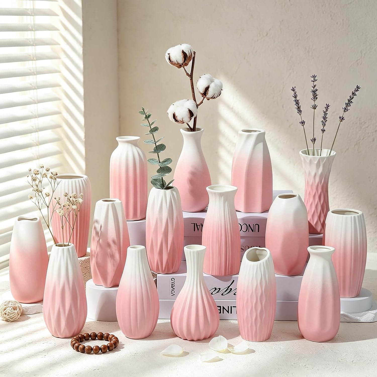 Boho Ceramic Vase — Set of 12 — 16pack pink