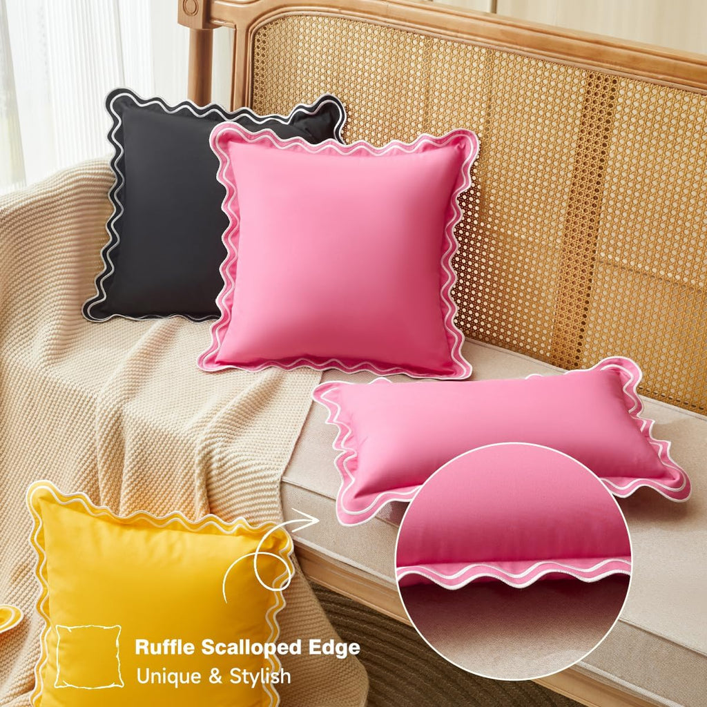 Embroidered Black Pillow Cover — 20" - View 4