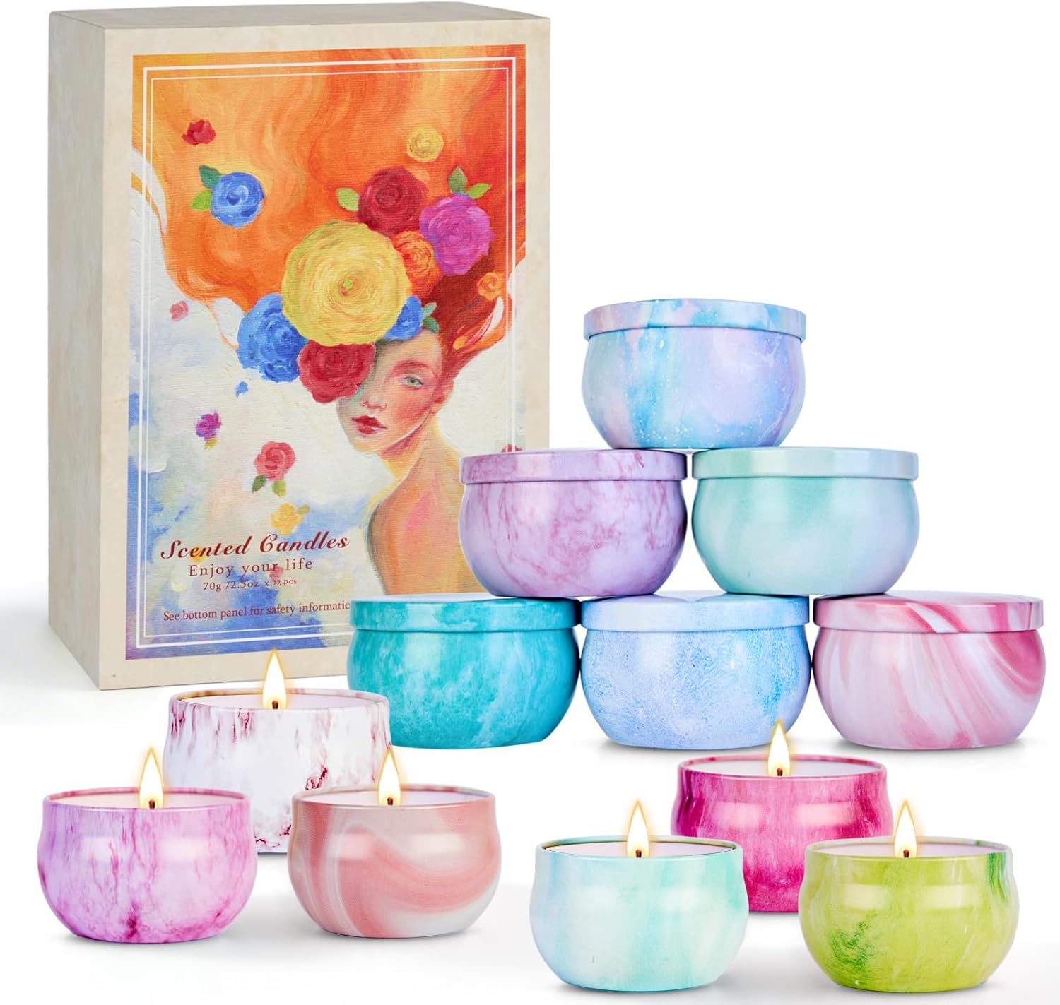 Soy Wax Metal Scented Candle — Spring/Summer 12-Candle Set