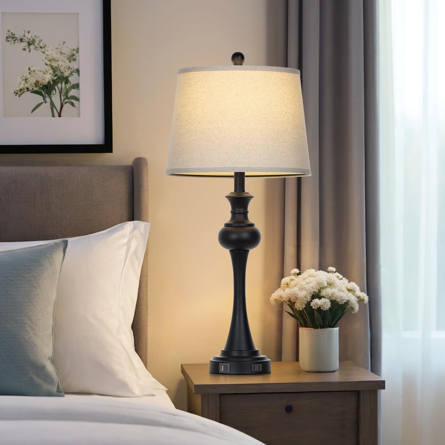 Dimmable Modern Black Bedside Lamp — 28.75" - View 6