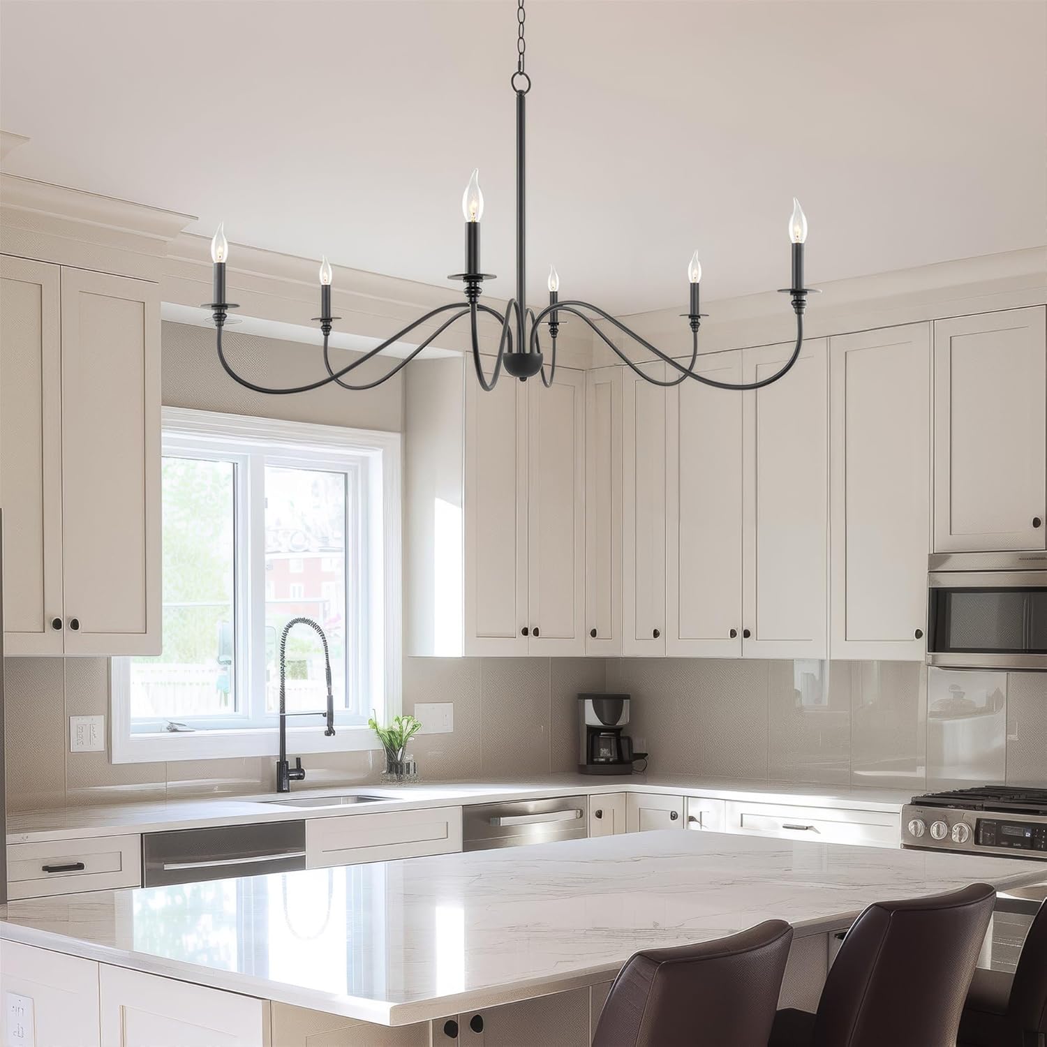 Farmhouse Black Chandelier — 6-Light - View 5
