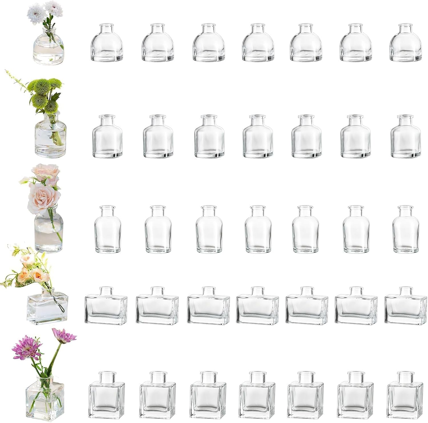 Modern Black Flower Vase — Set of 20 — 01-clear