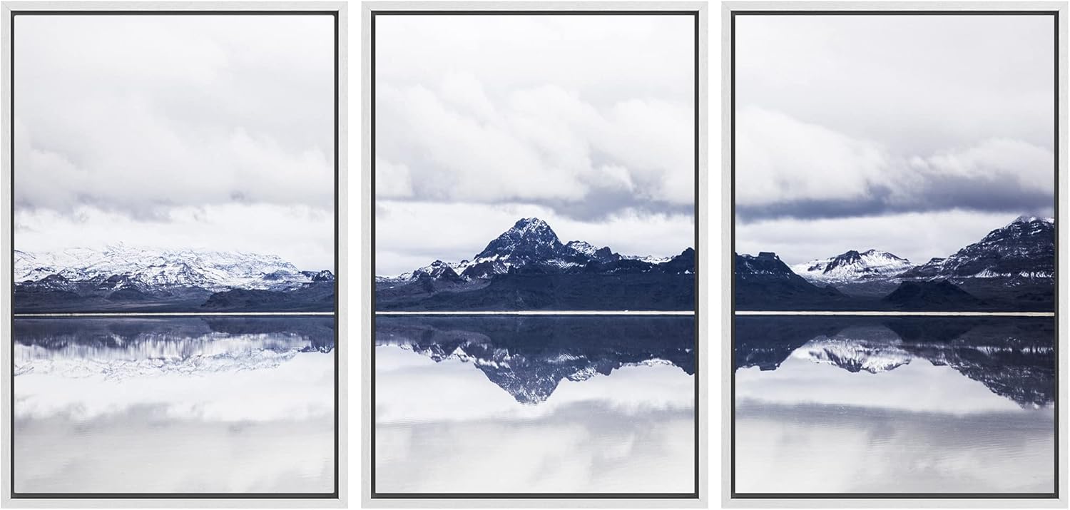 Framed Modern Fabric Wall Art — 24" — 24"x36"x3 Panels White