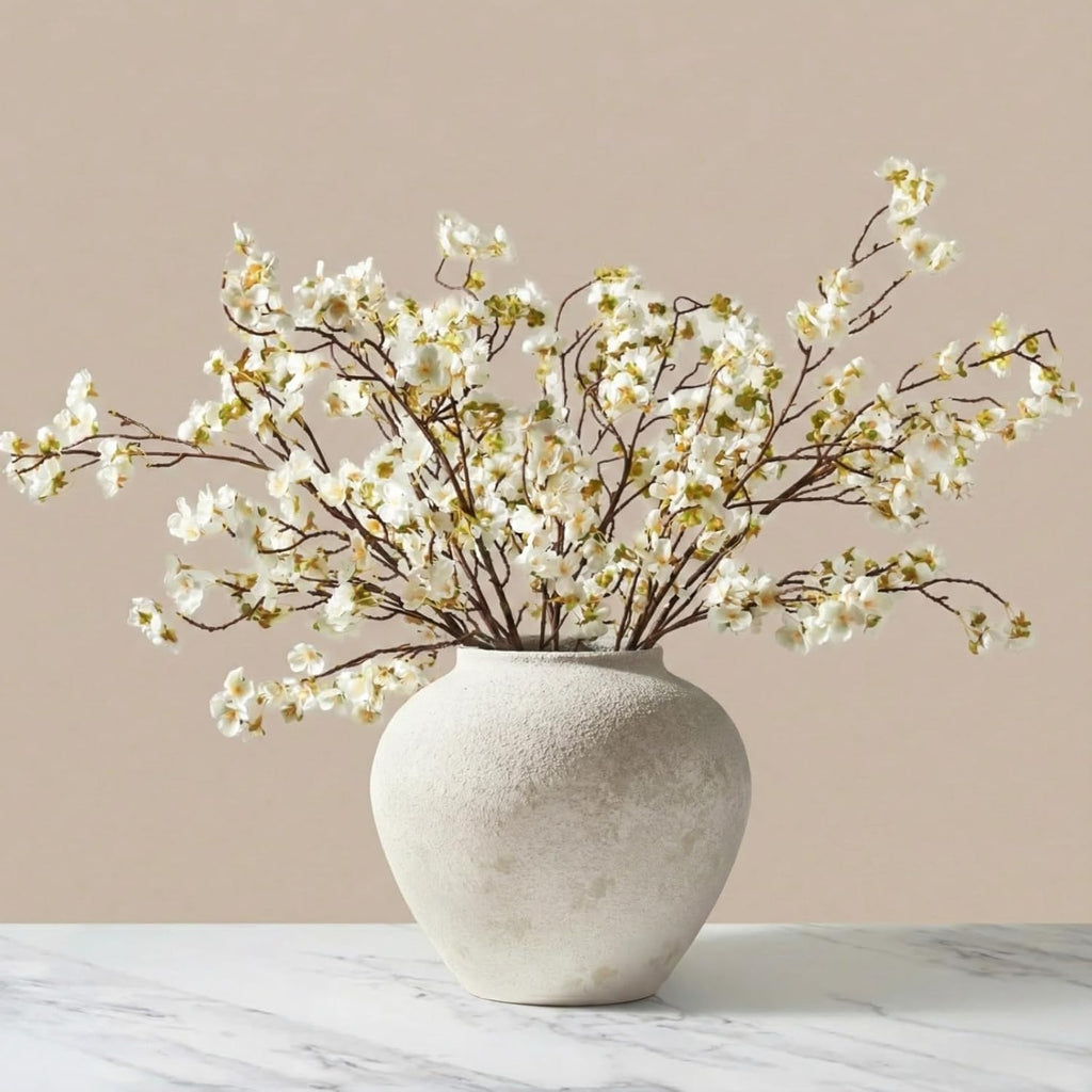Pink Artificial Flowers — 33.5" — White