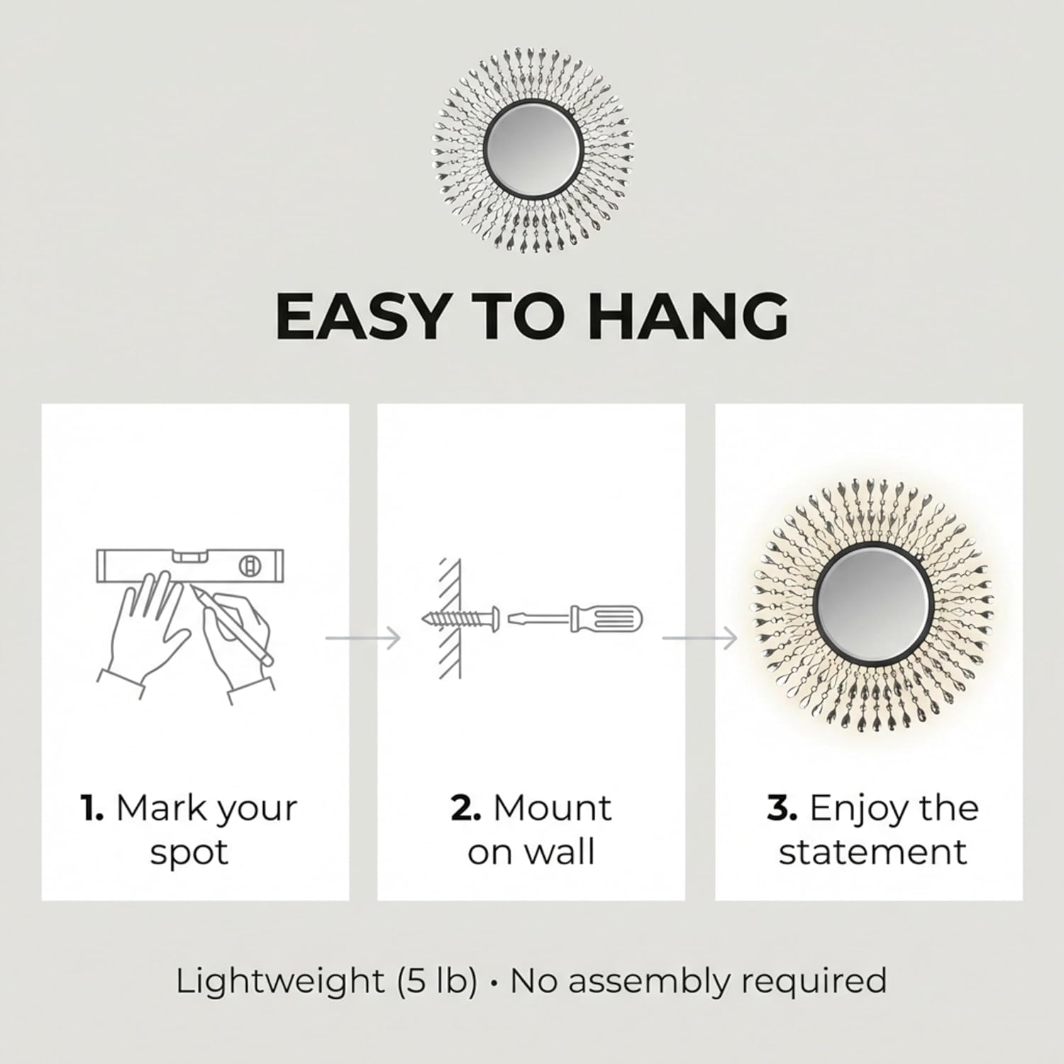 Metal Wall Mirror — 25" - View 5
