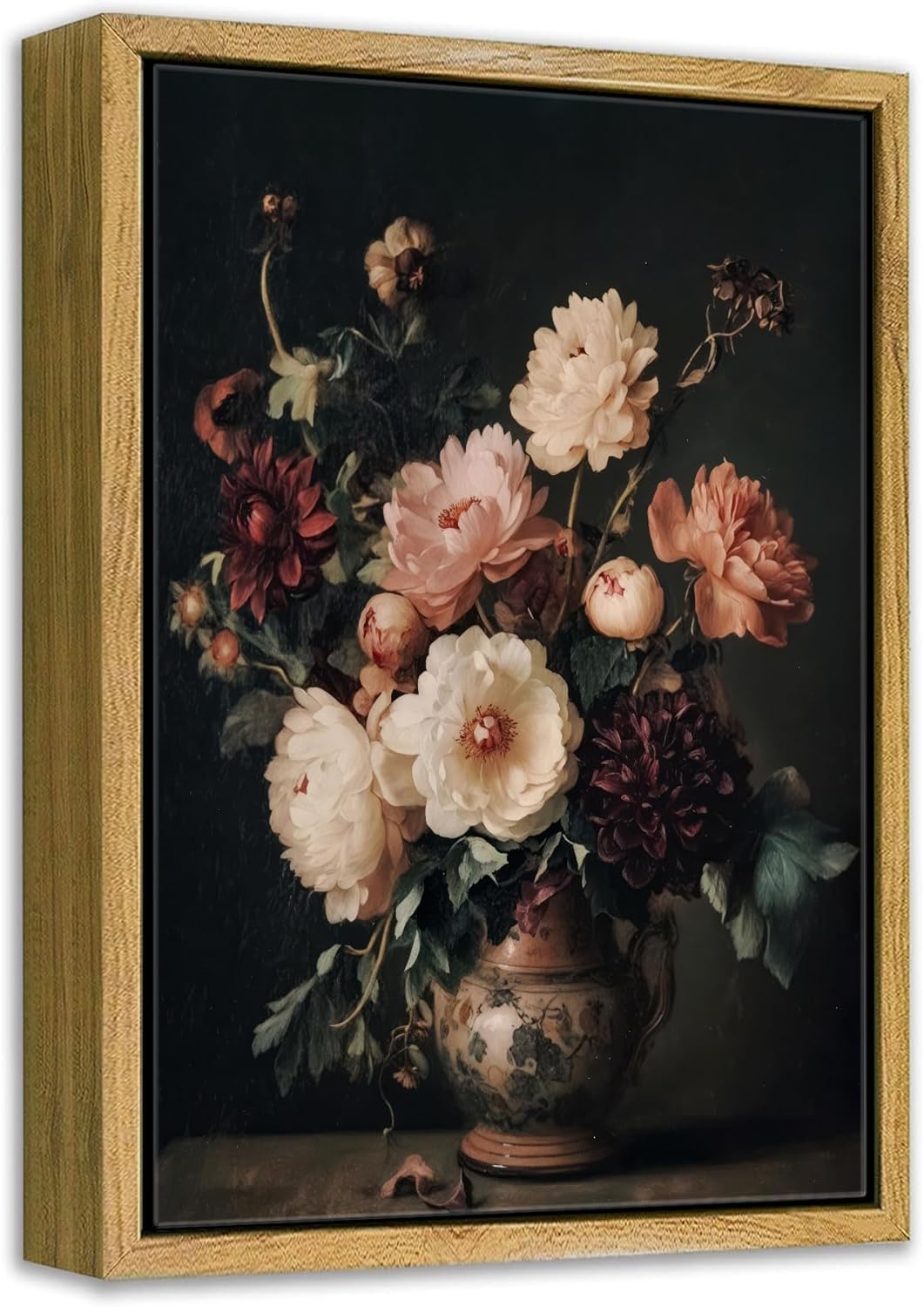 Framed Black Wall Decor — 10" — Dark Floral