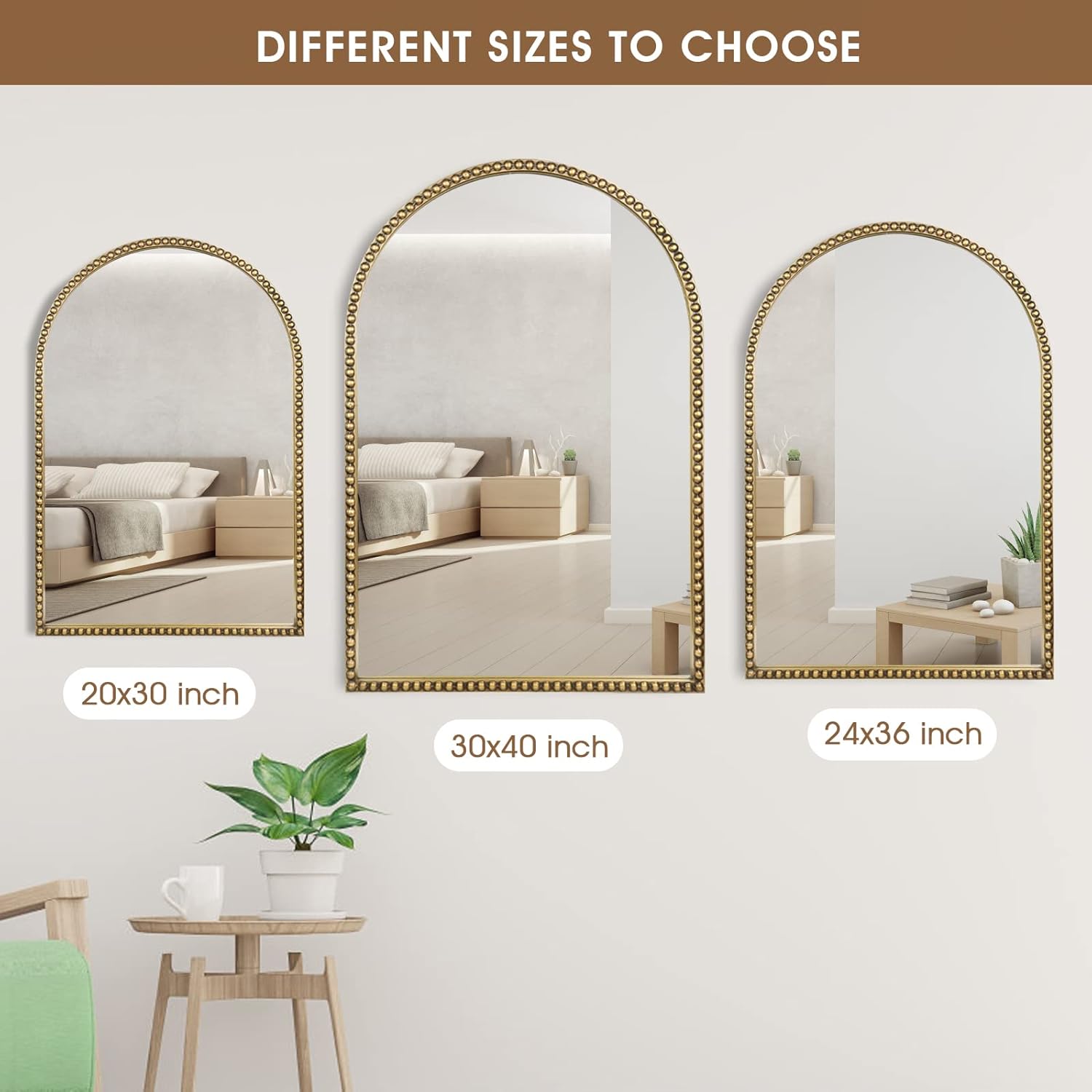 Antique Farmhouse Beige Wall Mirror — 30" - View 7