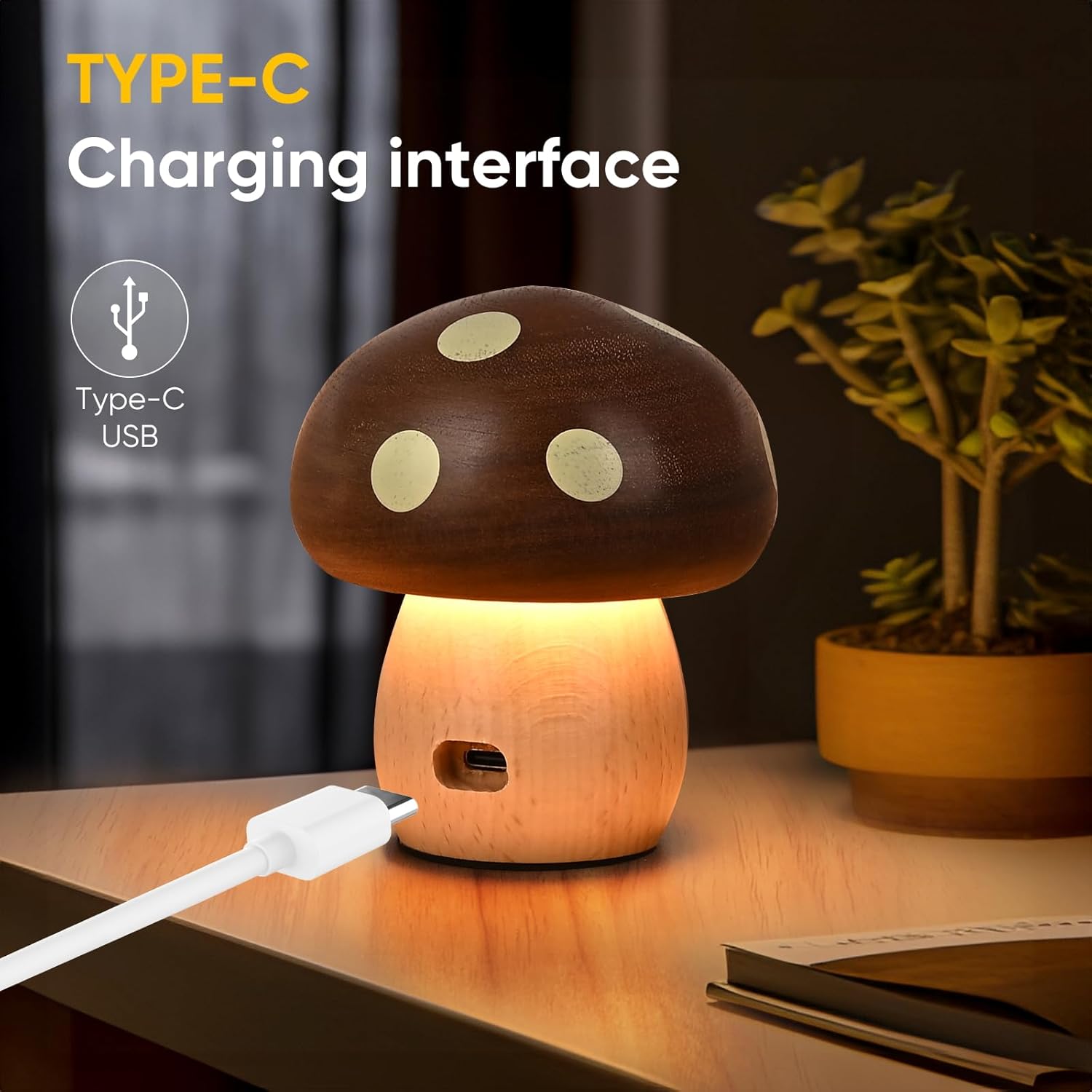 Cordless Wood Bedside Lamp - View 6