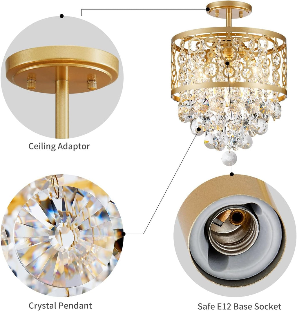 Luxe Black Chandelier — 3-Light - View 3