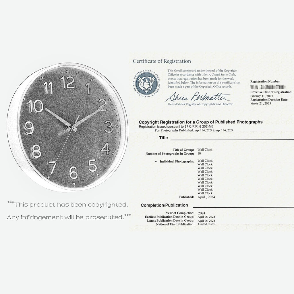 Battery Operated Luxe Black Wall Clock — 8" - View 6