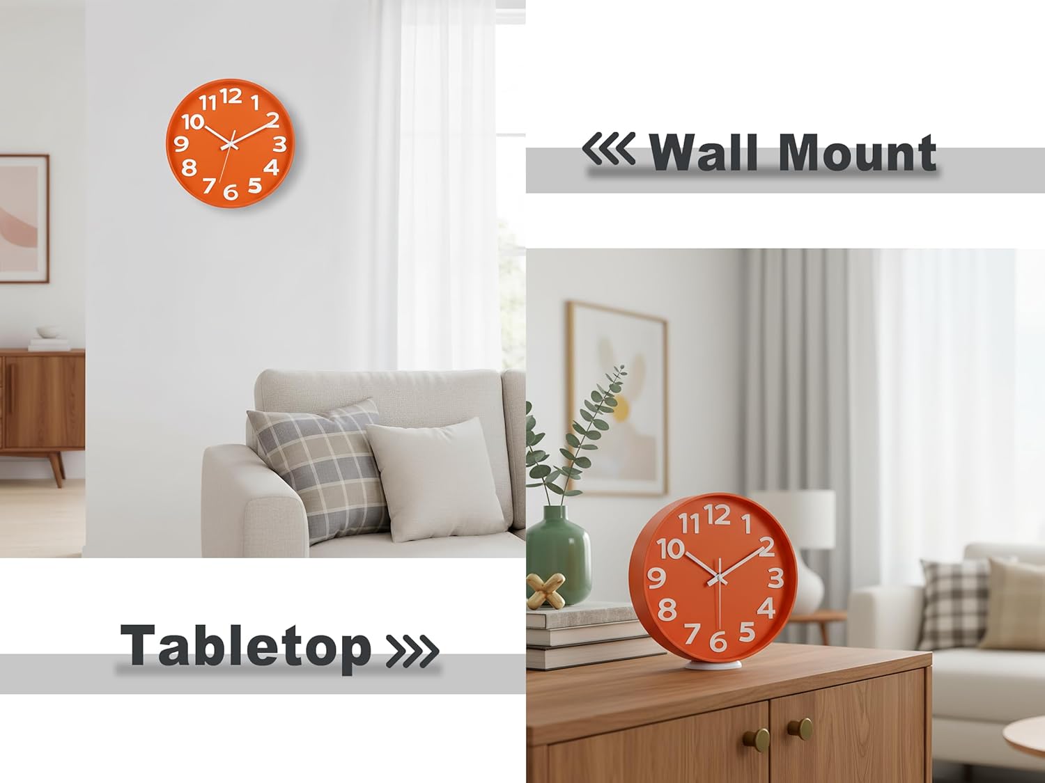Modern Black Wall Clock — 12" - View 3