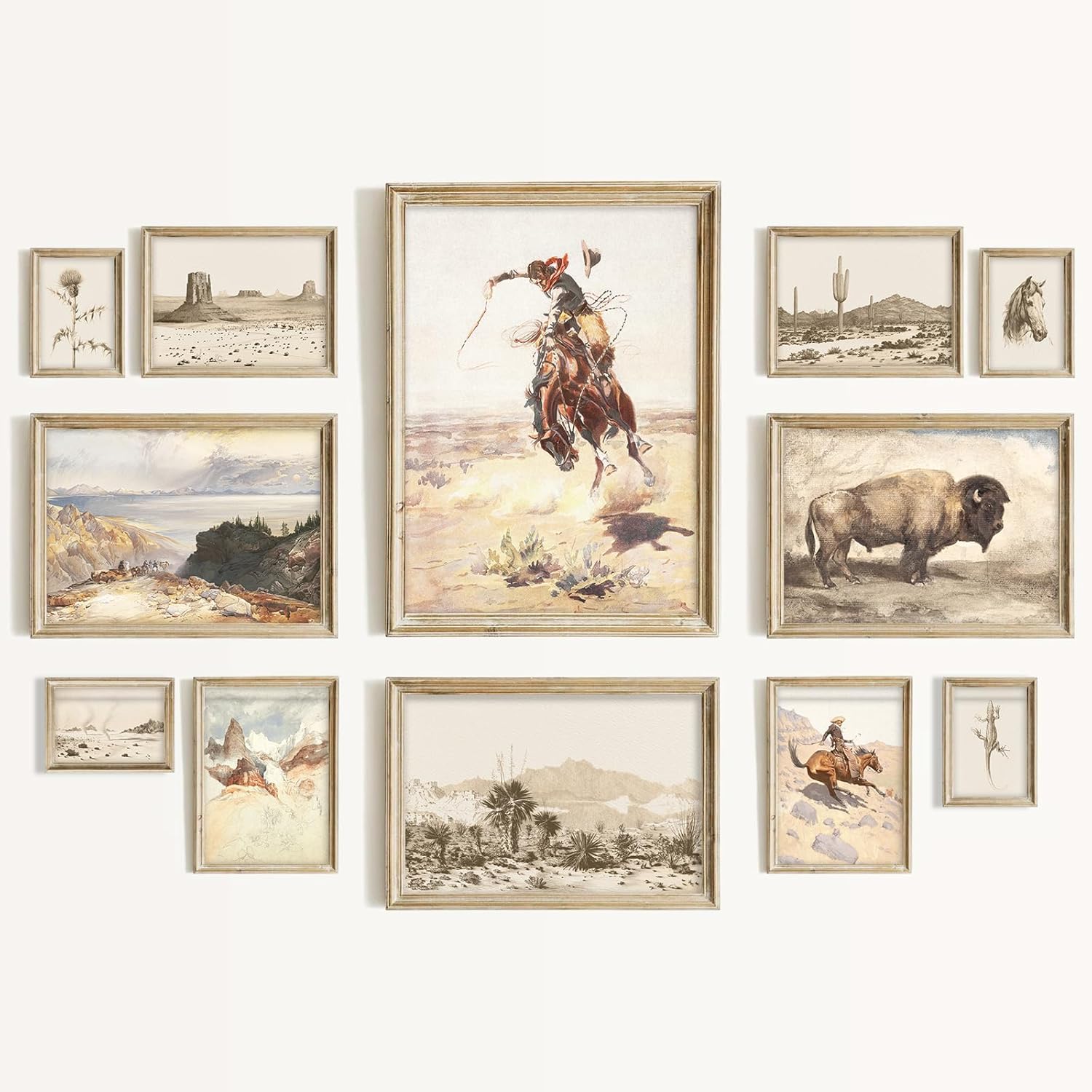 Unframed Farmhouse Fabric Canvas Wall Art — Western Cowboy Wall Art