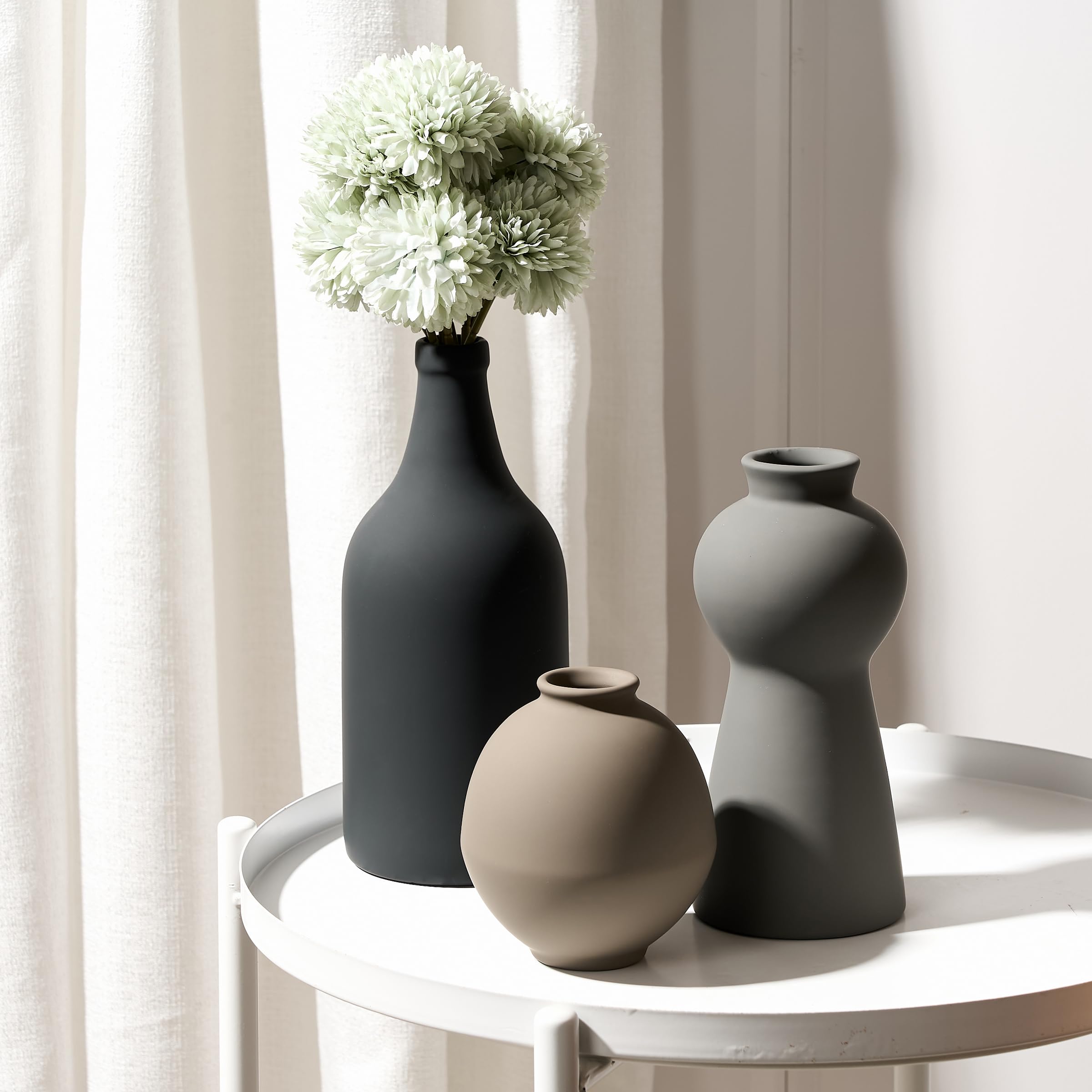 Farmhouse White Vase Set — Set of 3