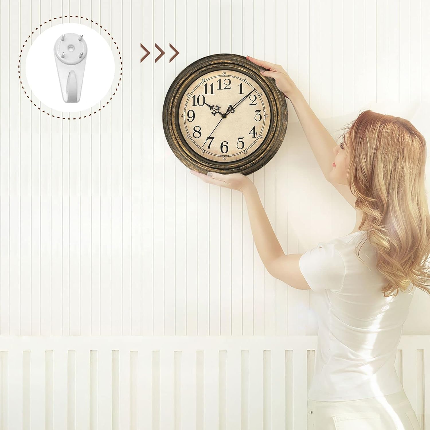 Battery Operated Luxe Black Wall Clock — 16" - View 5