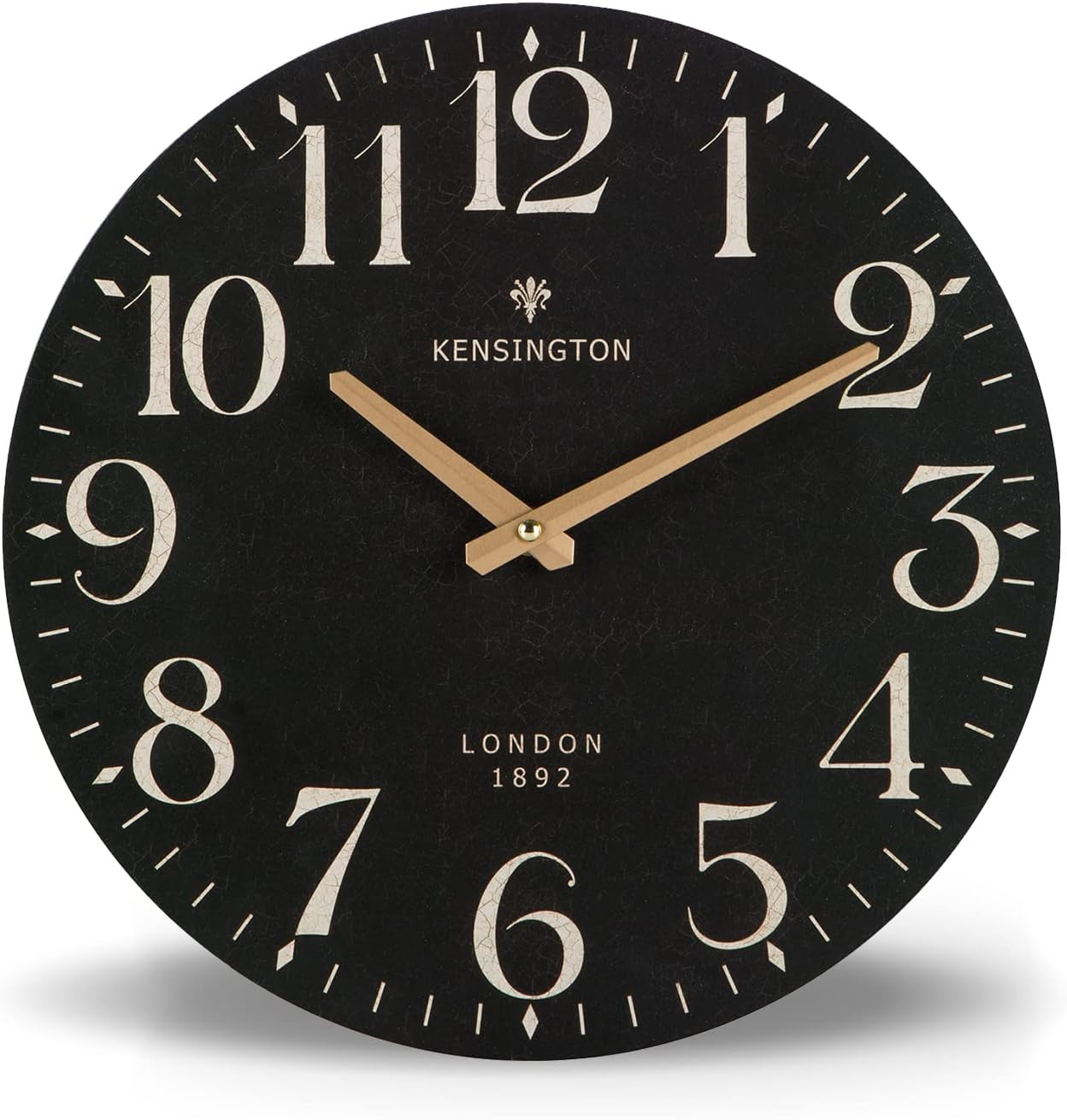 Battery Operated Beige Wall Clock — 12" — Black