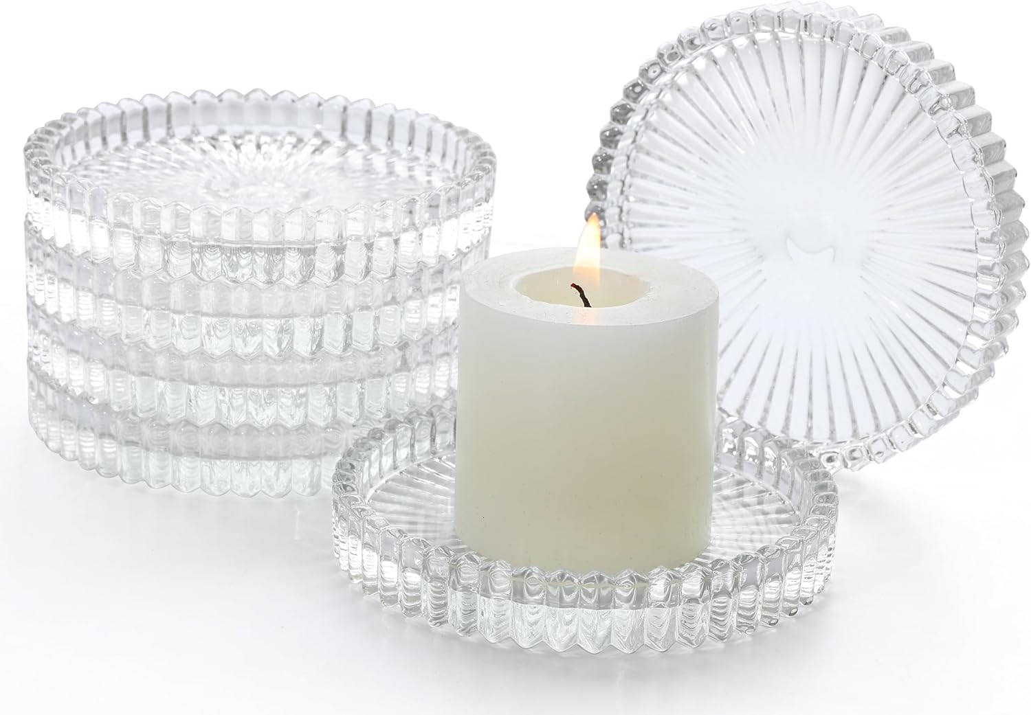 Blue Pillar Candle — 4" — Clear