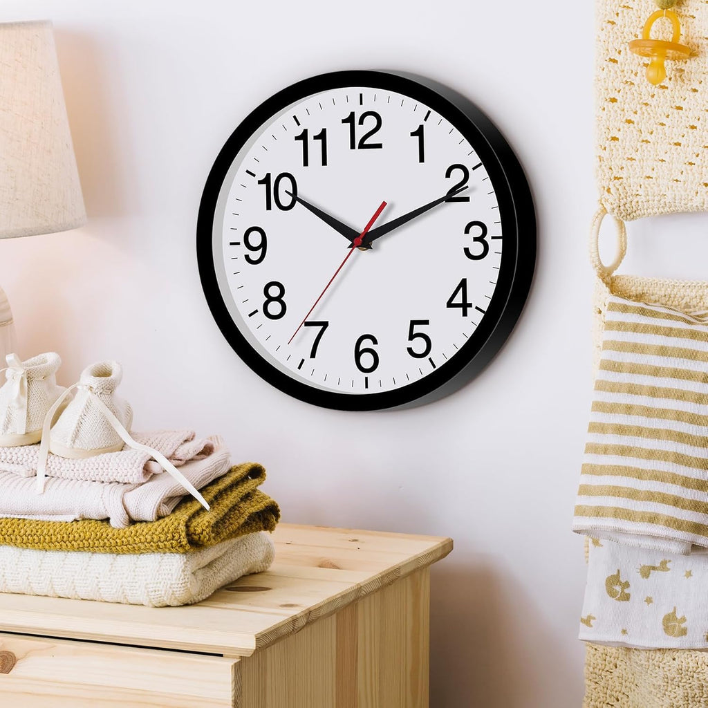 Battery Operated Modern Black Wall Clock — 8" - View 3