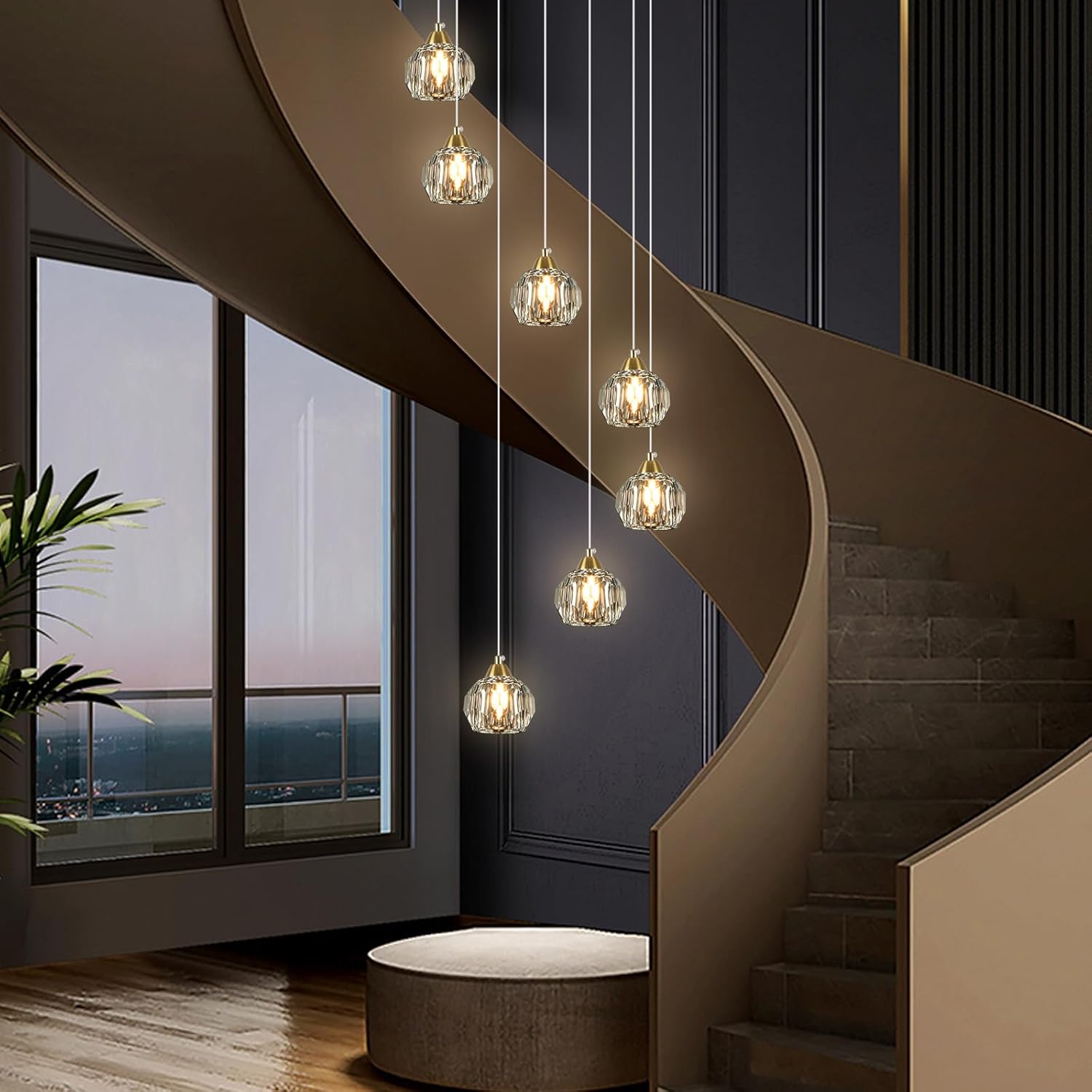 Luxe Black Chandelier — 14-Light — Brass