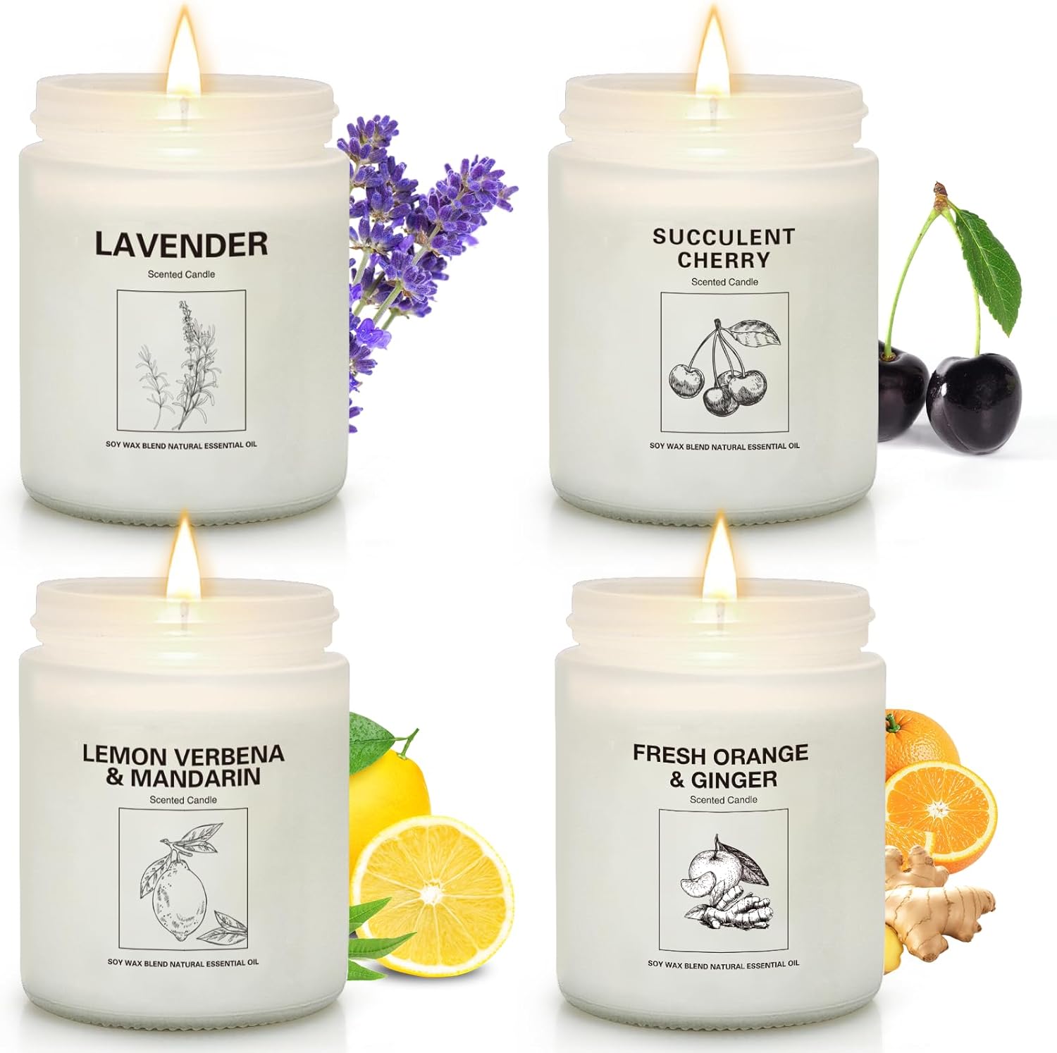Soy Wax Metal Scented Candle — Lavender/Orange&Ginger/Cherry/Lemon&Mandarin