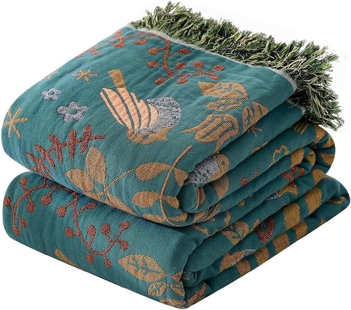 Vintage Boho Beige Throw Pillow — 50" — A-blue