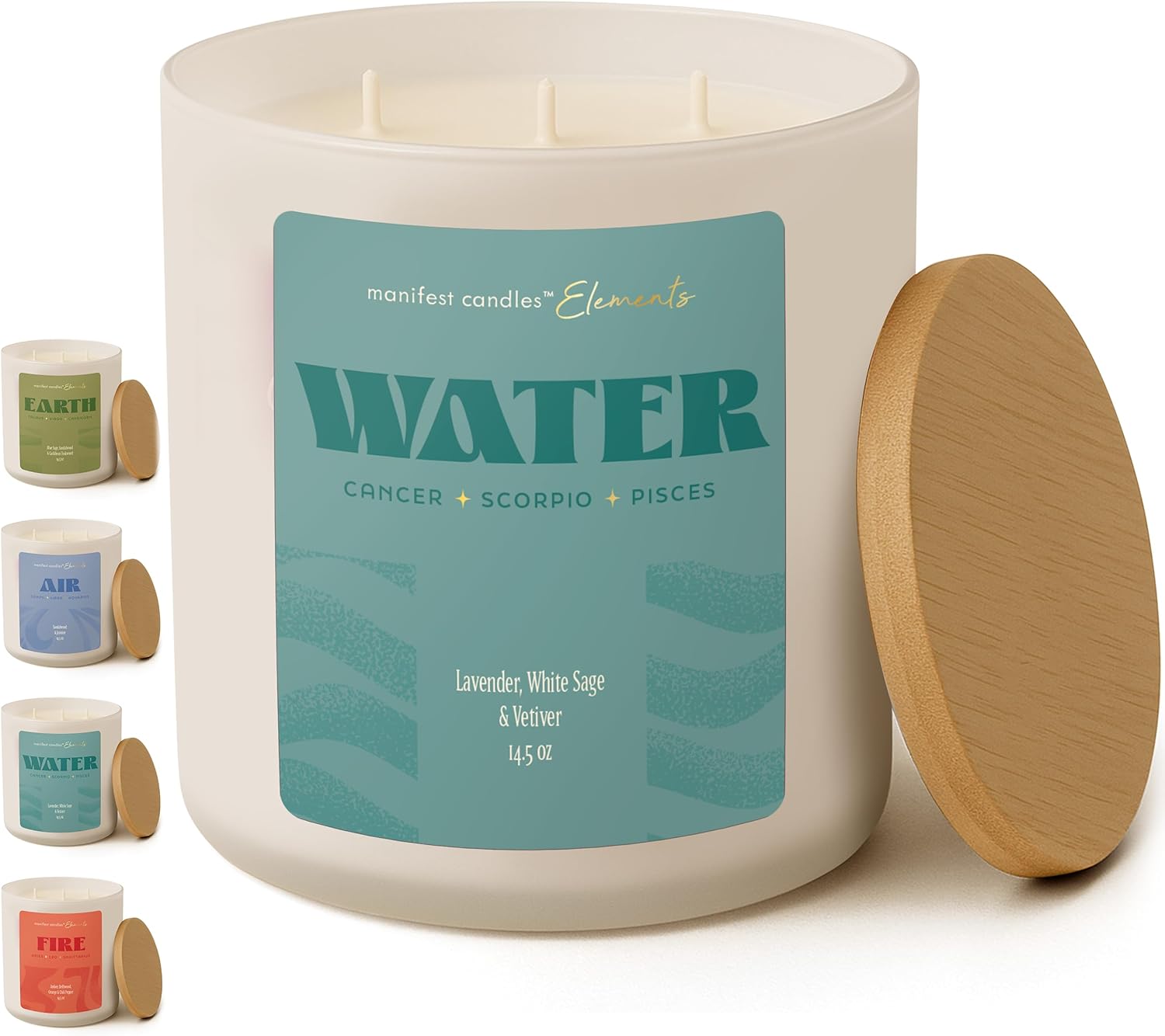 Soy Wax Green Candle Set — Water 3 Wick
