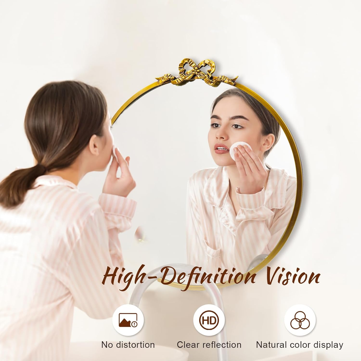 Round Luxe Metal Vanity Mirror — 23.6" - View 3