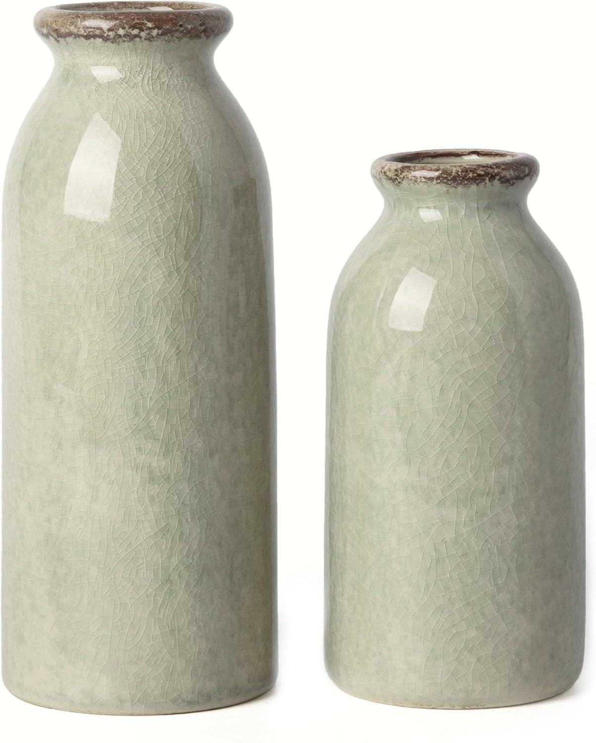 Farmhouse Black Flower Vase — 8" — Green