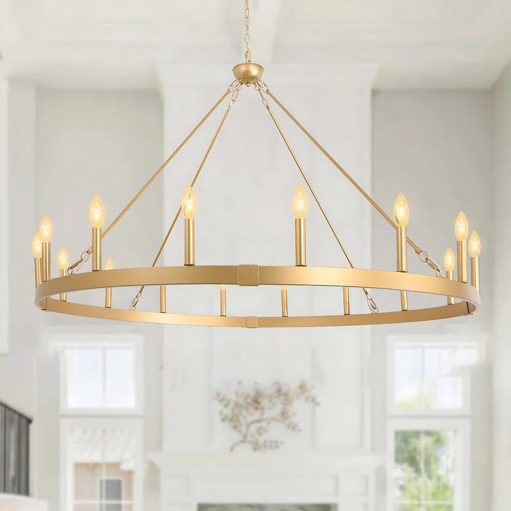 Round Farmhouse Black Chandelier — 16-Light