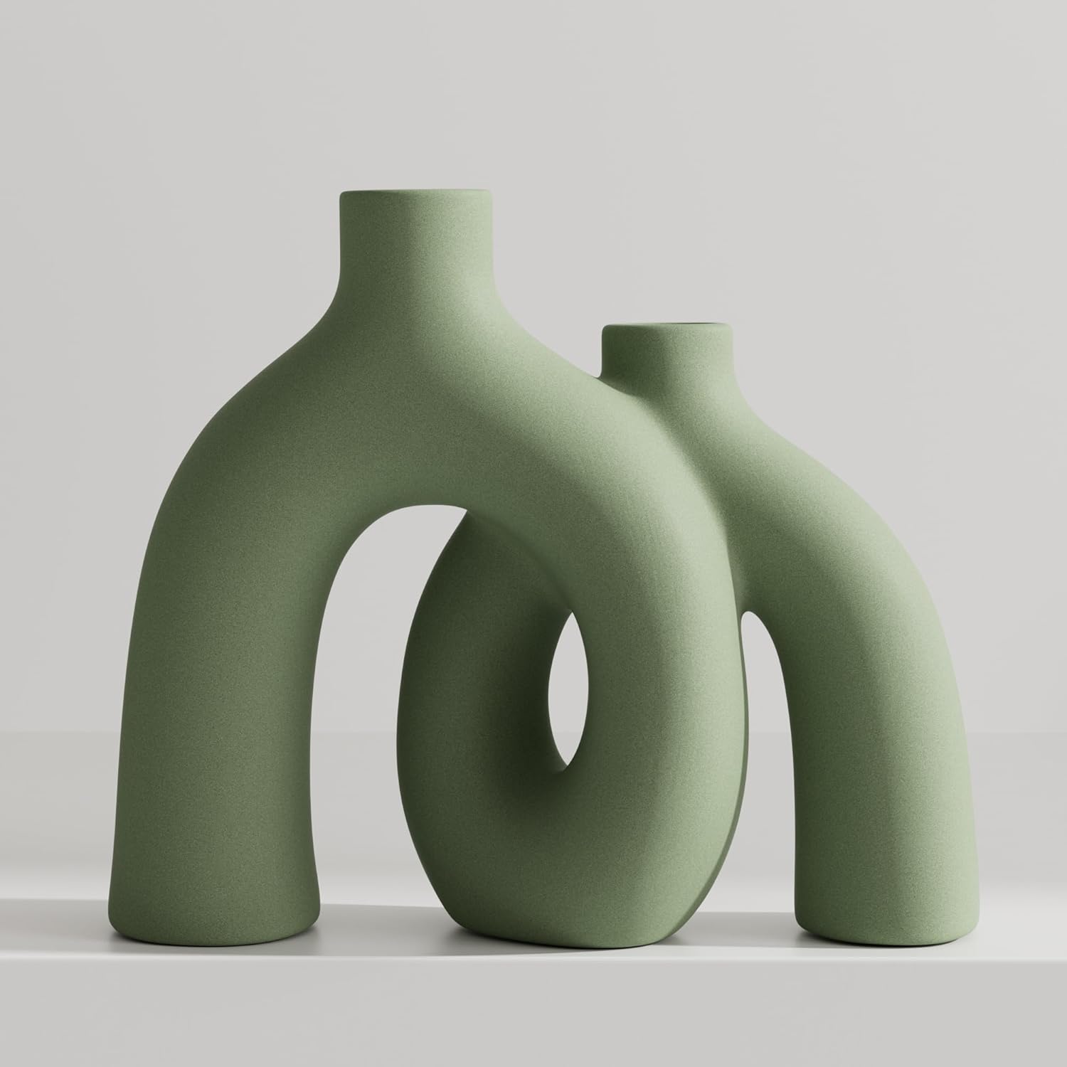 Boho Beige Decorative Vase — Green