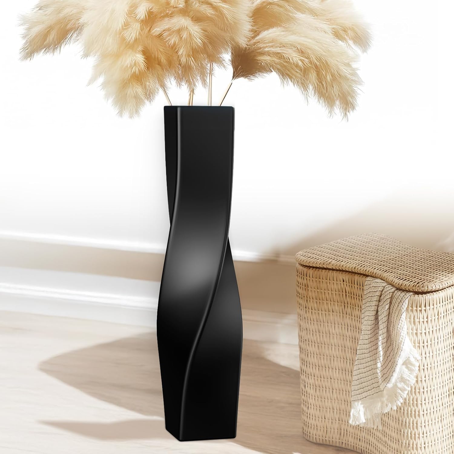 Modern Black Flower Vase — 16.34" — Black