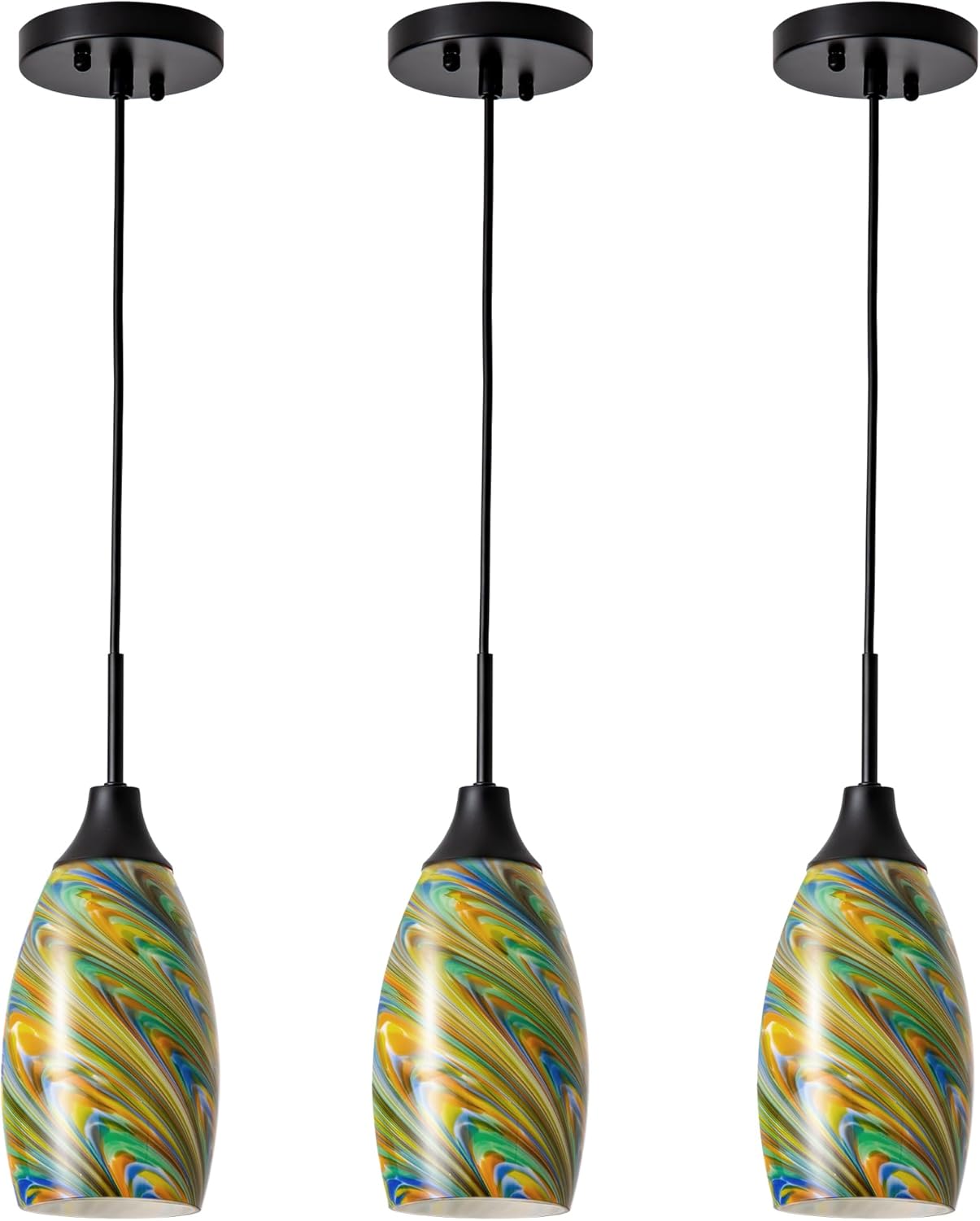 Oval Luxe Black Pendant Light — 4.72" — Colorful
