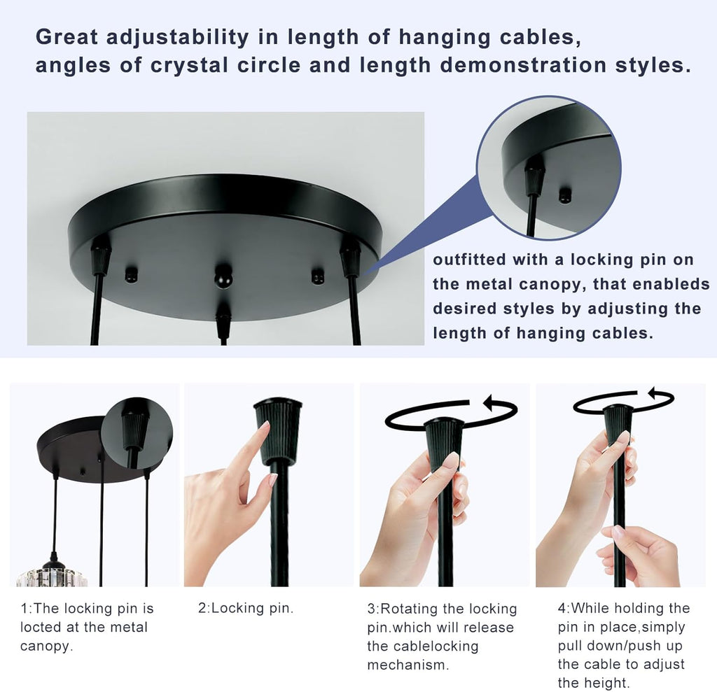 Adjustable Luxe Black Chandelier - View 6
