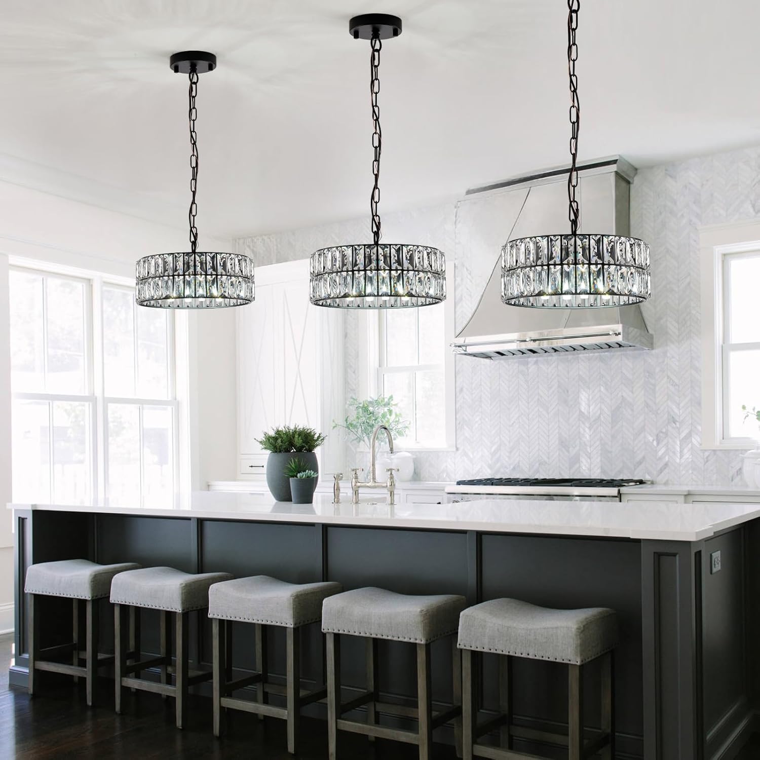 Luxe Black Chandelier — 4-Light — Black