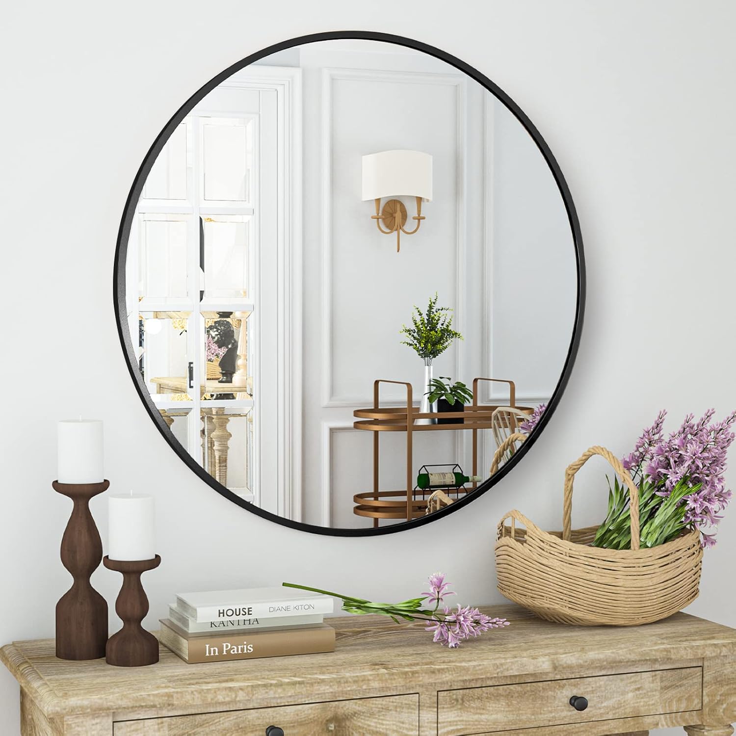 Luxe Black Round Mirror — 30" — 23.6 Inch-1.1in thick