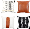 Boho Leather Throw Pillow Cover — 18" — Boho
