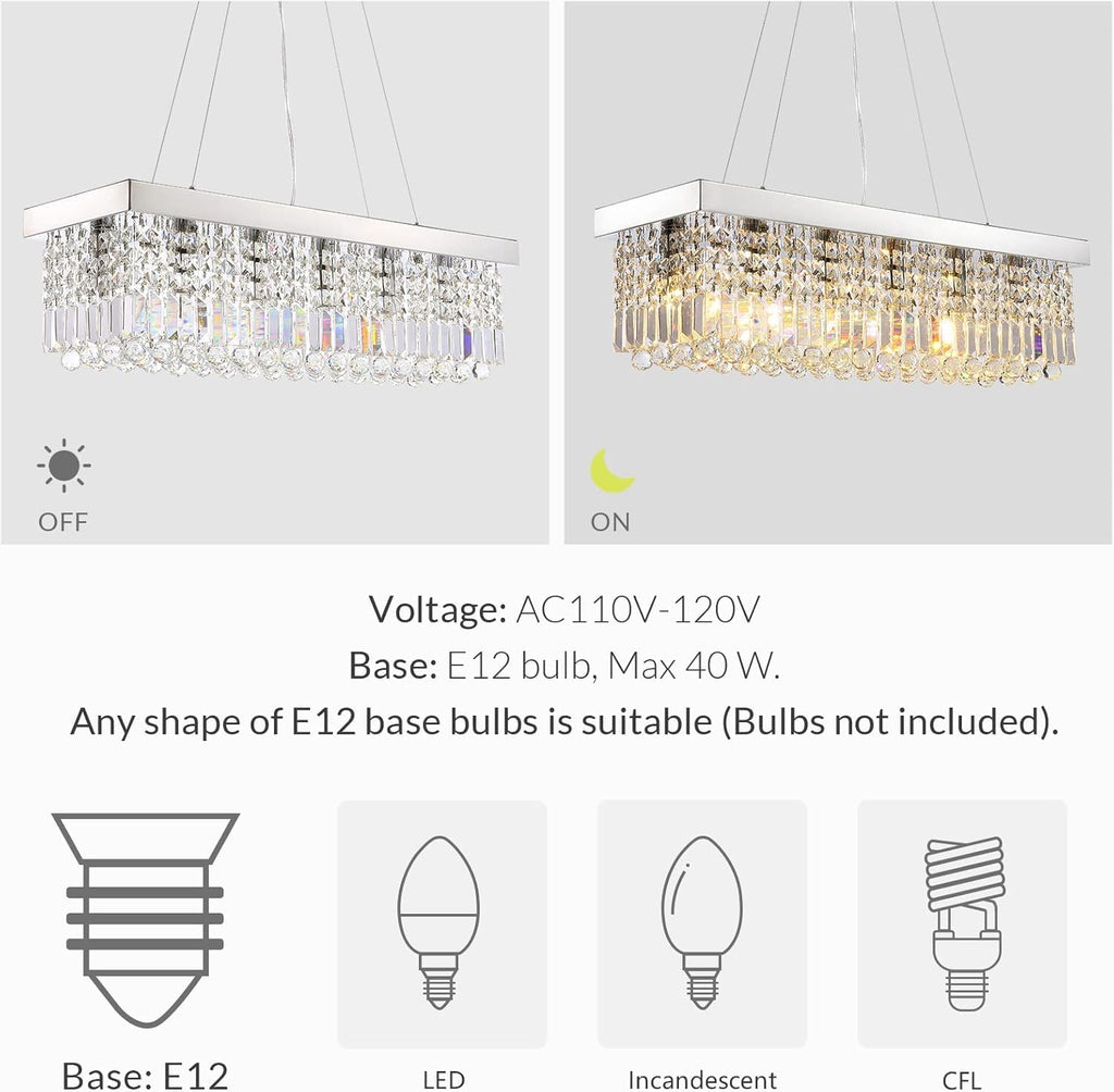 Rectangular Luxe Silver Chandelier — 6-Light - View 5