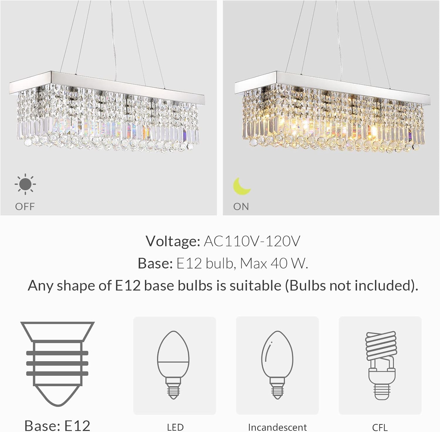 Rectangular Luxe Silver Chandelier — 6-Light - View 5