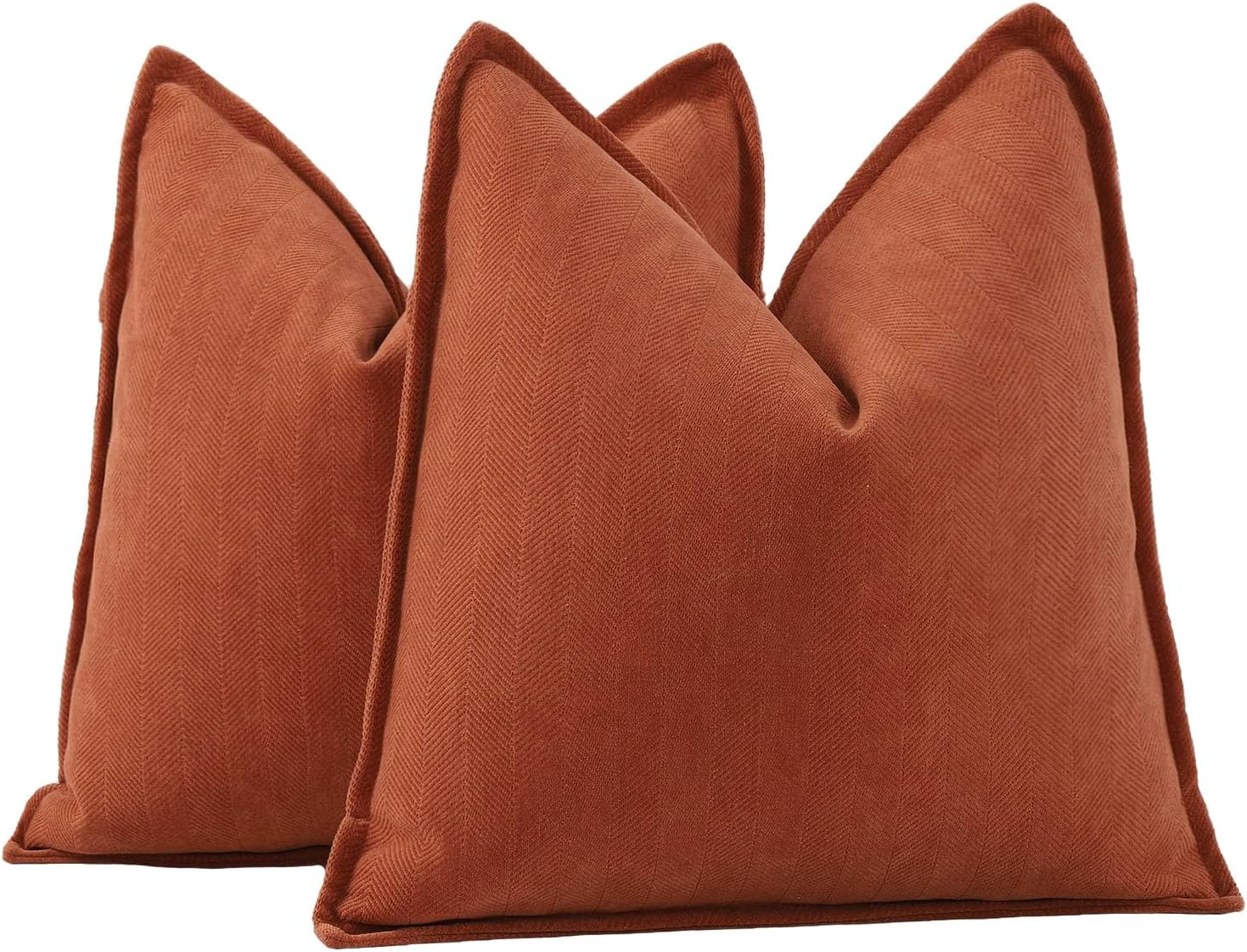 Chenille Boho Beige Throw Pillow Cover — 20" — Rust