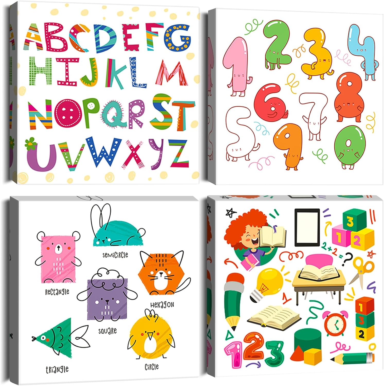 Framed Modern Beige Wall Art — 12" — Colorful Education