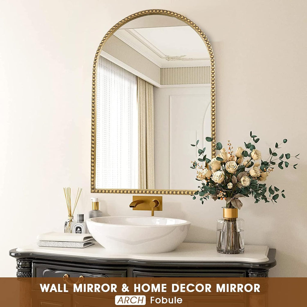 Antique Farmhouse Beige Wall Mirror — 30" - View 2