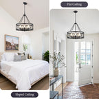 Round Farmhouse Black Chandelier — 5-Light - View 7