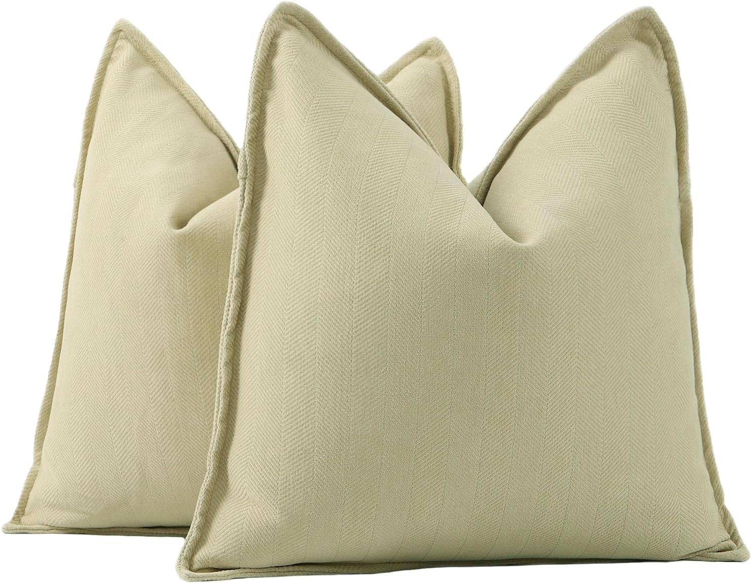 Chenille Boho Beige Throw Pillow Cover — 20" — Yellowish Green