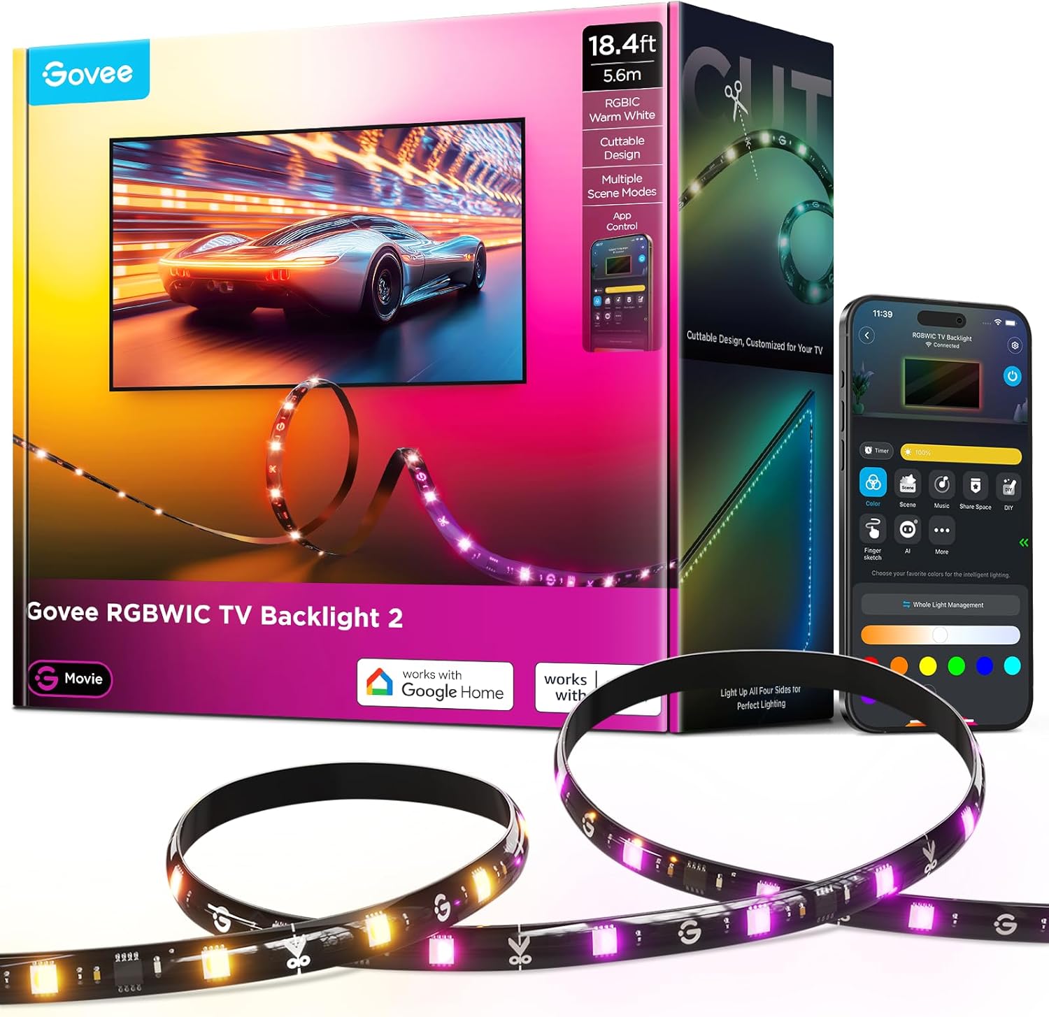 Smart Metal LED Strip Light — 32" — 18.4FT for 32''-86'' TV