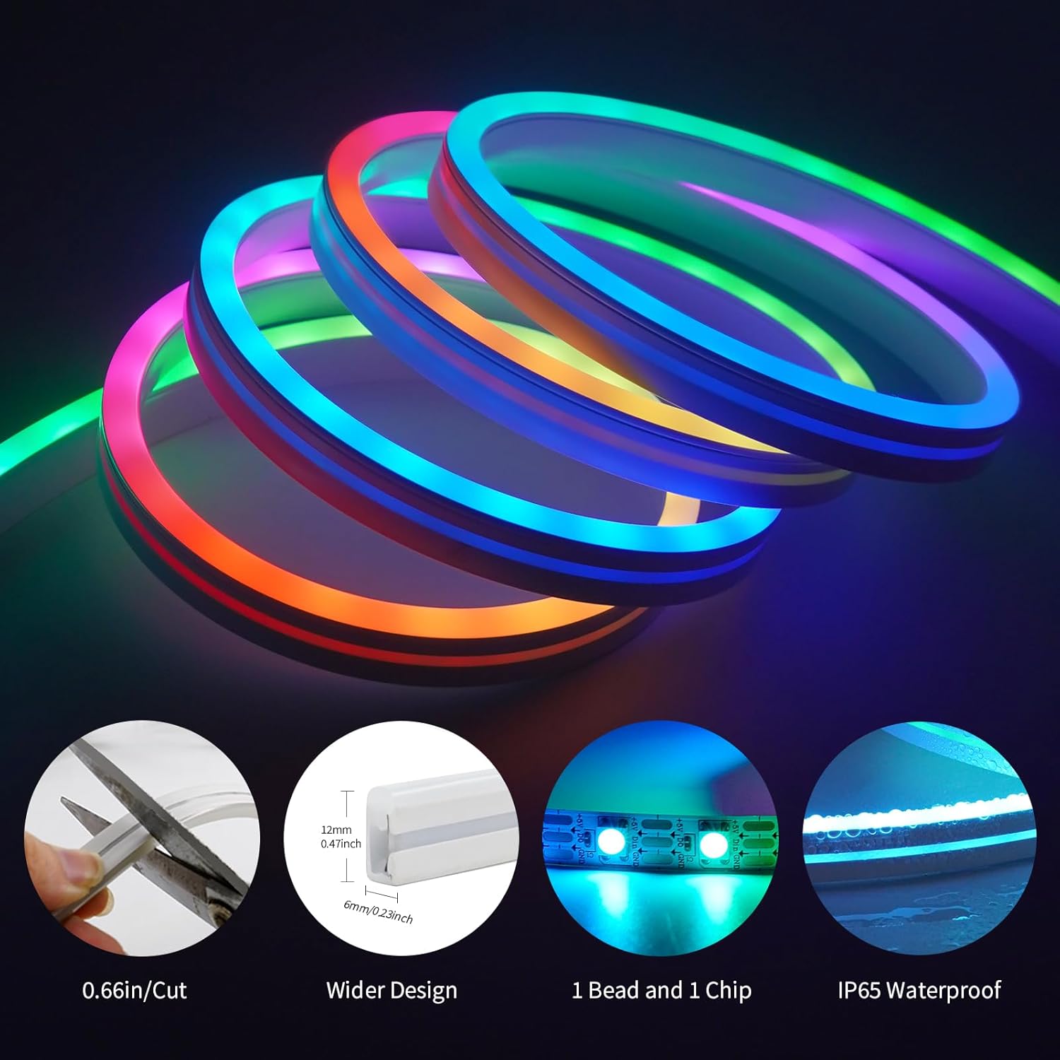 Color Changing Rattan LED Strip Light - View 5