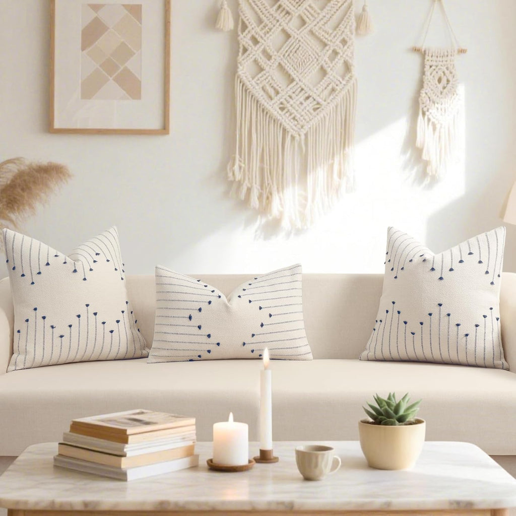 Tufted Boho Beige Throw Pillow Cover — 18" - View 4