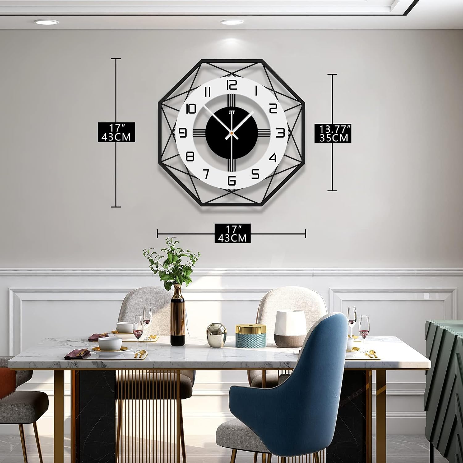 Battery Operated Modern Wall Clock — 17" - View 3