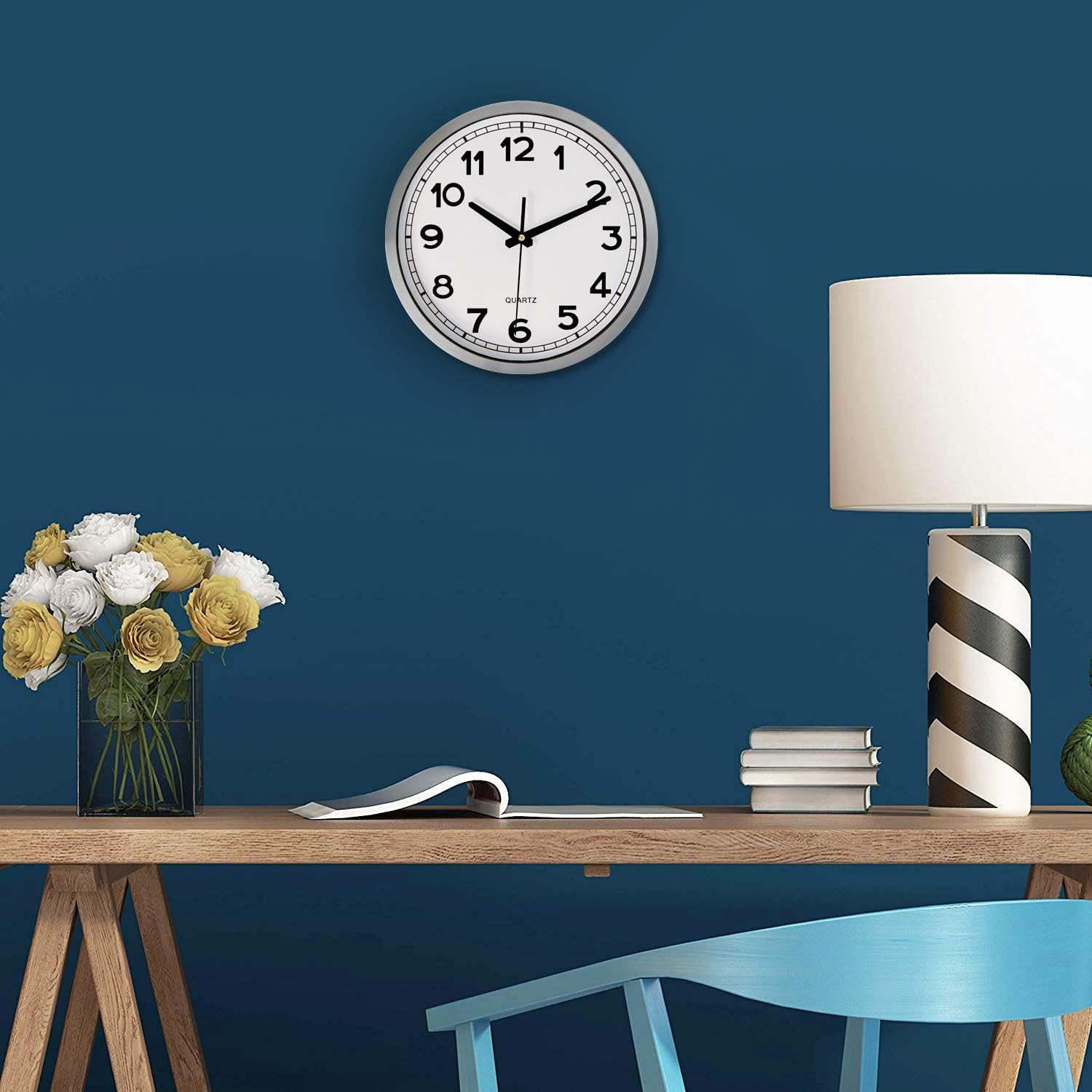 Battery Operated Modern Metal Wall Clock — 12" - View 4