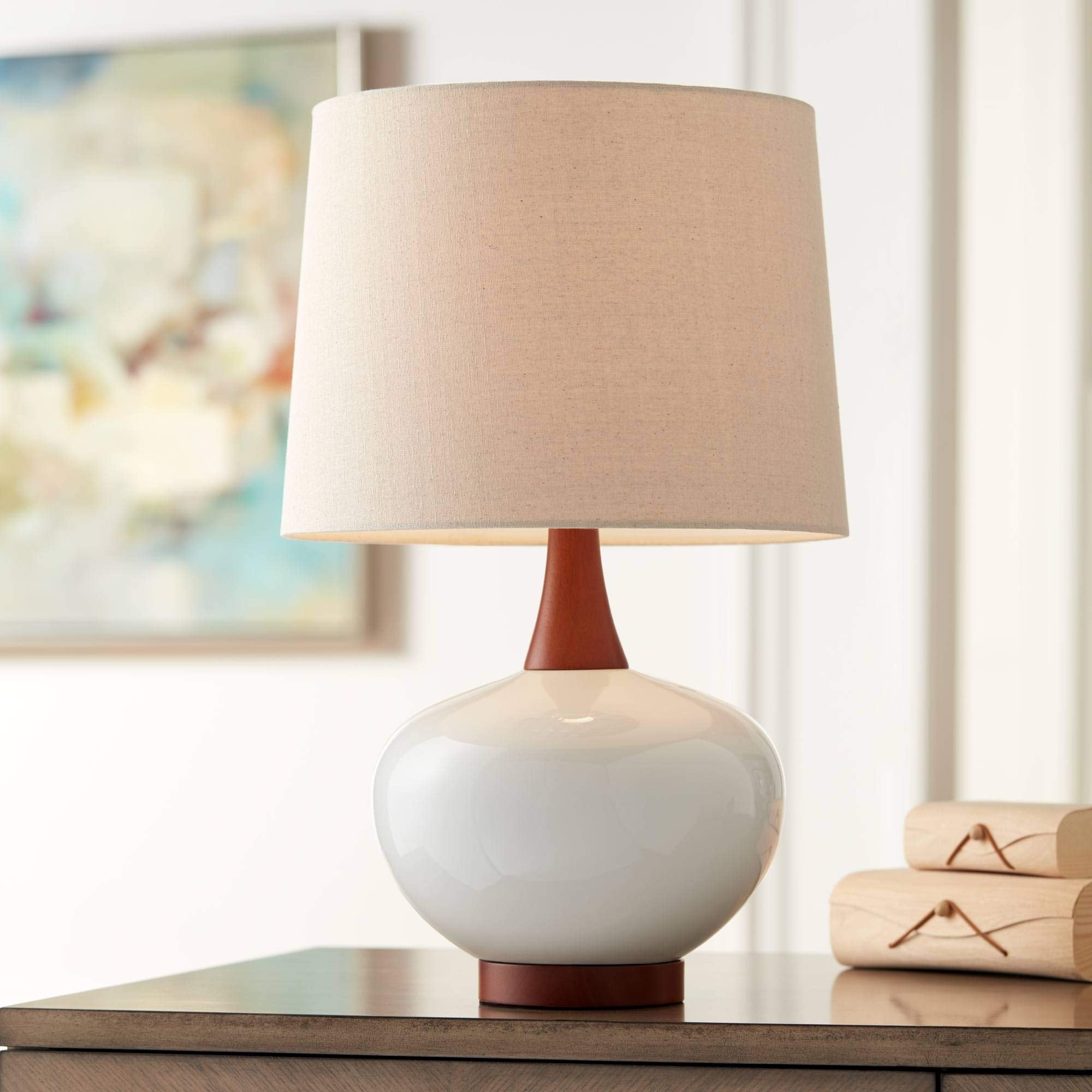 Mid-Century Red Table Lamp — 23"